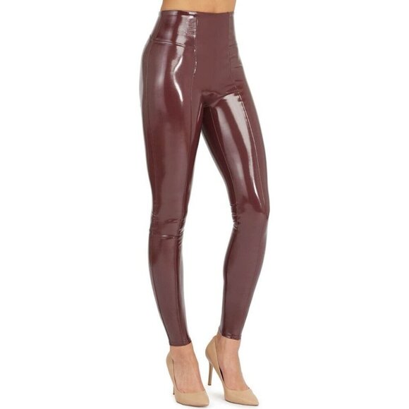 Spanx Faux Patent Leather Leggings High-Rise Stretch Pants Women's Size XL - Picture 1 of 11